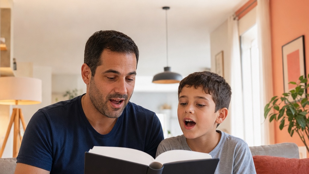 אב קורא בקול והילד חוזר אחריו — קריאת הד